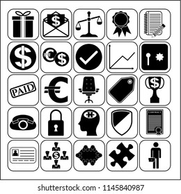 Set of 25 business icons, pictograms, symbols. Collection. Amazing desing. Vector Illustration.
