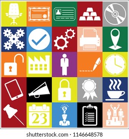 Set of 25 business icons, pictograms, symbols. Collection. Detailed design. Vector Illustration.