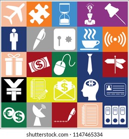 Set of 25 business icons, pictograms, symbols. Collection. Detailed design. Vector Illustration.