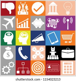 Set of 25 business icons, pictograms, symbols. Collection. Flat design. Vector Illustration.