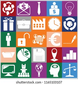 Set of 25 business icons, pictograms, symbols. Collection. Flat design. Vector Illustration.