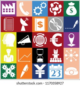 Set of 25 business icons, pictograms, symbols. Collection. Flat design. Vector Illustration.