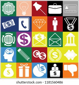 Set of 25 business icons, pictograms, symbols. Collection. Detailed design. Vector Illustration.