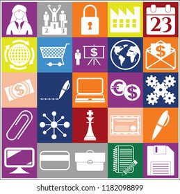 Set of 25 business icons, pictograms, symbols. Collection. Detailed design. Vector Illustration.
