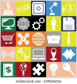 Set of 25 business icons, pictograms, symbols. Collection. Detailed design. Vector Illustration.
