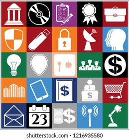 Set of 25 business icons, pictograms, symbols. Collection. Flat design. Vector Illustration.