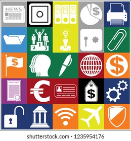 Set of 25 business icons, pictograms, symbols. Collection. Detailed design. Vector Illustration.