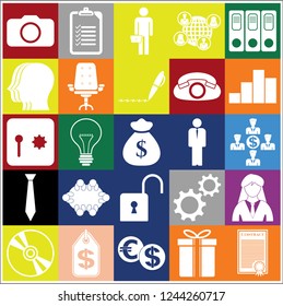 Set of 25 business icons, pictograms, symbols. Collection. Detailed design. Vector Illustration.