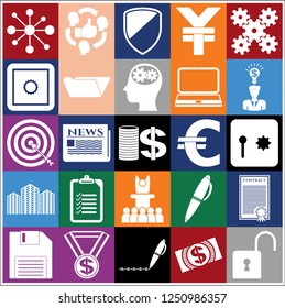 Set of 25 business icons, pictograms, symbols. Collection. Flat design. Vector Illustration.