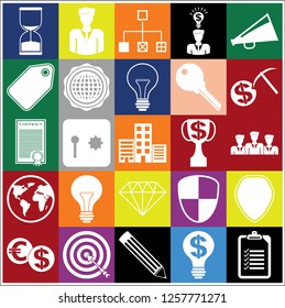 Set of 25 business icons, pictograms, symbols. Collection. Detailed design. Vector Illustration.