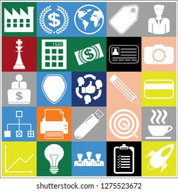 Set of 25 business icons, pictograms, symbols. Collection. Flat design. Vector Illustration.