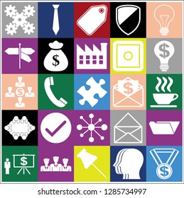 Set of 25 business icons, pictograms, symbols. Collection. Detailed design. Vector Illustration.