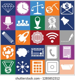 Set of 25 business icons, pictograms, symbols. Collection. Flat design. Vector Illustration.