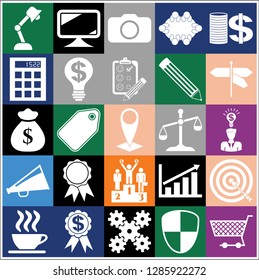 Set of 25 business icons, pictograms, symbols. Collection. Detailed design. Vector Illustration.