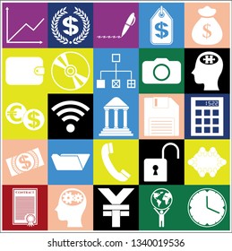 Set of 25 business icons, pictograms, symbols. Collection. Detailed design. Vector Illustration.