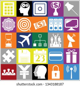 Set of 25 business icons, pictograms, symbols. Collection. Detailed design. Vector Illustration.