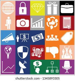 Set of 25 business icons, pictograms, symbols. Collection. Flat design. Vector Illustration.