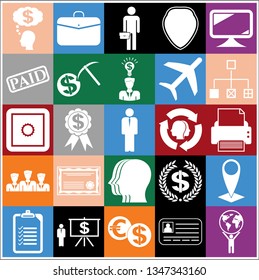 Set of 25 business icons, pictograms, symbols. Collection. Detailed design. Vector Illustration.