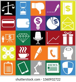 Set of 25 business icons, pictograms, symbols. Collection. Detailed design. Vector Illustration.