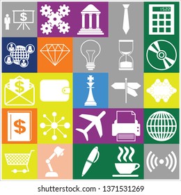 Set of 25 business icons, pictograms, symbols. Collection. Flat design. Vector Illustration.