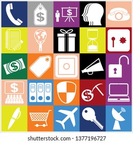 Set of 25 business icons, pictograms, symbols. Collection. Flat design. Vector Illustration.