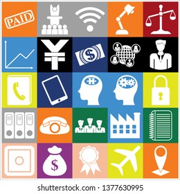 Set of 25 business icons, pictograms, symbols. Collection. Detailed design. Vector Illustration.