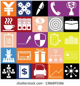 Set of 25 business icons, pictograms, symbols. Collection. Detailed design. Vector Illustration.