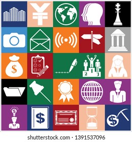 Set of 25 business icons, pictograms, symbols. Collection. Flat design. Vector Illustration.