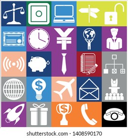 Set of 25 business icons, pictograms, symbols. Collection. Detailed design. Vector Illustration.