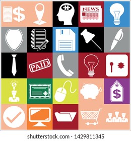 Set of 25 business icons, pictograms, symbols. Collection. Flat design. Vector Illustration.