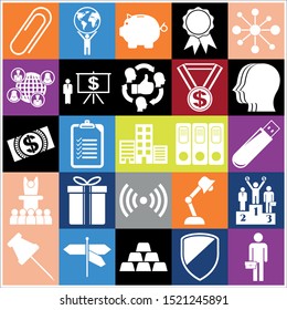 Set of 25 business icons, pictograms, symbols. Collection. Detailed design. Vector Illustration.