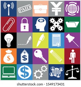 Set of 25 business icons, pictograms, symbols. Collection. Flat design. Vector Illustration.