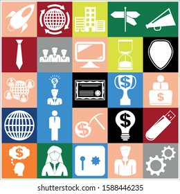 Set of 25 business icons, pictograms, symbols. Collection. Detailed design. Vector Illustration.