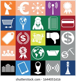 Set of 25 business icons, pictograms, symbols. Collection. Flat design. Vector Illustration.