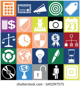 Set of 25 business icons, pictograms, symbols. Collection. Flat design. Vector Illustration.