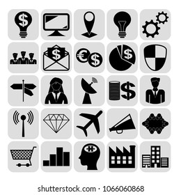  Set of 25 business icons or symbols. Collection. Flat design. Vector Illustration.