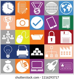 Set of 25 business icons, symbols or pictograms. Collection. Detailed design. Vector Illustration.