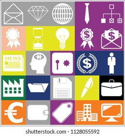 Set of 25 business icons or symbols. Collection. Flat design. Vector Illustration.