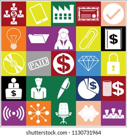 Set of 25 business icons, symbols or pictograms. Collection. Detailed design. Vector Illustration.