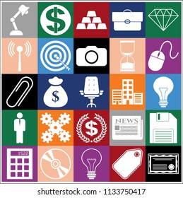 Set of 25 business icons, symbols or pictograms. Collection. Detailed design. Vector Illustration.