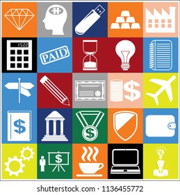 Set of 25 business icons or symbols. Collection. Detailed design. Vector Illustration.