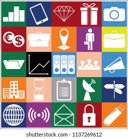 Set of 25 business icons or symbols. Collection. Detailed design. Vector Illustration.