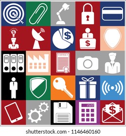 Set of 25 business icons, symbols or pictograms. Collection. Flat design. Vector Illustration.