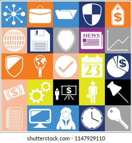 Set of 25 business icons, symbols or pictograms. Collection. Detailed design. Vector Illustration.