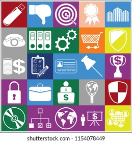 Set of 25 business icons or symbols. Collection. Detailed design. Vector Illustration.