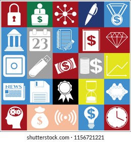 Set of 25 business icons, symbols or pictograms. Collection. Detailed design. Vector Illustration.