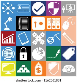 Set of 25 business icons, symbols or pictograms. Collection. Flat design. Vector Illustration.