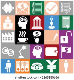 Set of 25 business icons or symbols. Collection. Detailed design. Vector Illustration.