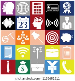 Set of 25 business icons, symbols or pictograms. Collection. Detailed design. Vector Illustration.