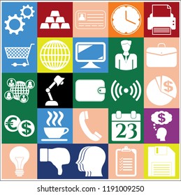 Set of 25 business icons or symbols. Collection. Detailed design. Vector Illustration.